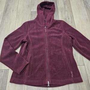 Schoffel Fleece Lightweight Jacket Hooded Zip Up Maroon Red Wine Women's 8